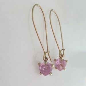 Pink Heart Shaped Stone Earrings
